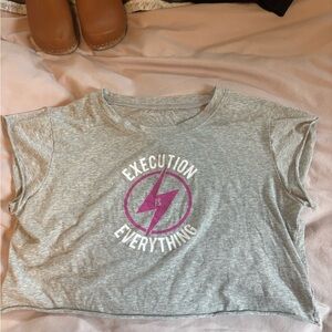 Bombshell sportswear Gray Graphic Crop Top with Pink Design